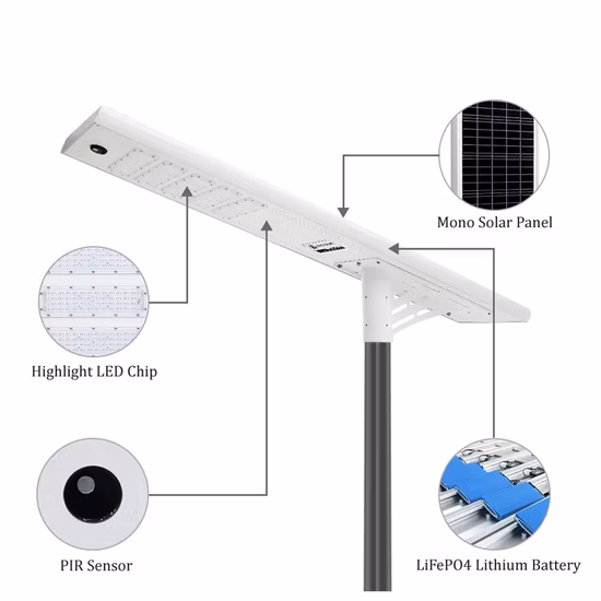 Extérieur étanche IP65 haute puissance IP66 50W 100W 150W éclairage de sécurité LED lampe de route jardin jardin capteur solaire ou principal réverbère LED