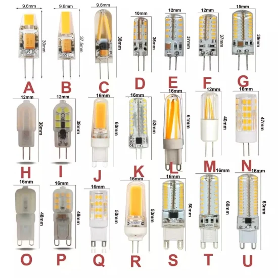 Lumière à économie d'énergie AC220/110V DC12V/24V 1.1W 1.2W 1.3W 1.5W 1.8W 2W 3W 5W 5.5W 6W Silicone PP G4 G9 Capluse Ampoule LED avec 3000K 4500K 6500K